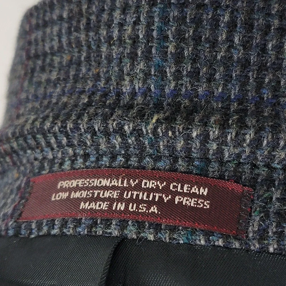 VTG Evan Picone Men's Tweed Sport Coat Blazer‎ Two Button Navy Plaid Wool Sz 44L
